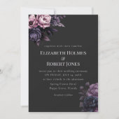 Gothic Black Floral Wedding Invitation Einladung (Vorderseite)