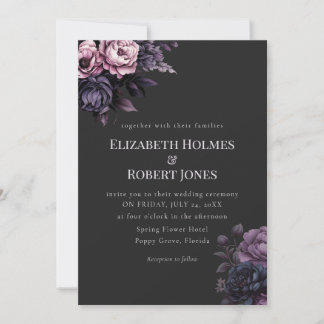 Gothic Black Floral Wedding Invitation Einladung
