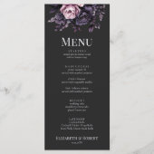 Gothic Black Floral Wedding Menu Card Menükarte (Vorderseite)
