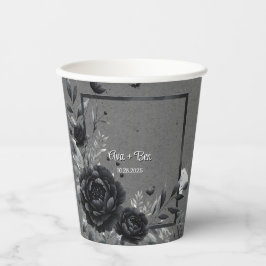 Gothic Black Floral Wedding Pappbecher