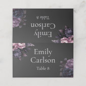 Gothic Black Floral Wedding Place Cards Platzkarte (Außenseite Aufgefaltet)