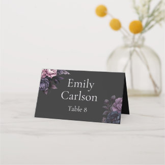 Gothic Black Floral Wedding Place Cards Platzkarte
