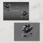 Gothic Black Floral Wedding Save the Date Card Mitteilungskarte (Vorne/Hinten)