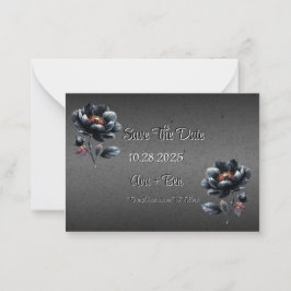 Gothic Black Floral Wedding Save the Date Card Mitteilungskarte