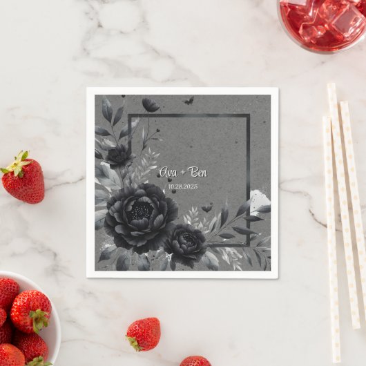 Gothic Black Floral Wedding Serviette (Beispiel)