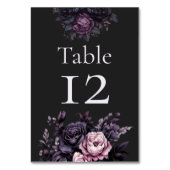 Gothic Black Floral Wedding Table Numbers Tischnummer (Rückseite)