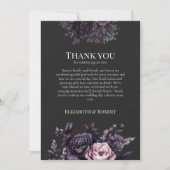 Gothic Black Floral Wedding Thank You Card Dankeskarte (Vorderseite)