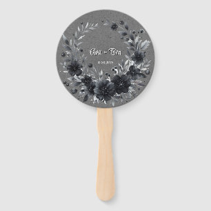 Gothic Black Floral Wedding Vielen Dank Fächer