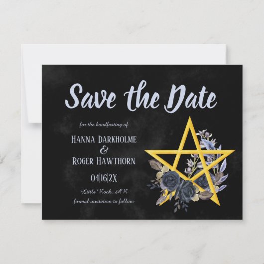 Gothic Black Floral Wiccan Save the Date (Vorderseite)