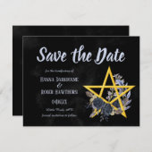 Gothic Black Floral Wiccan Save the Date (Vorne/Hinten)