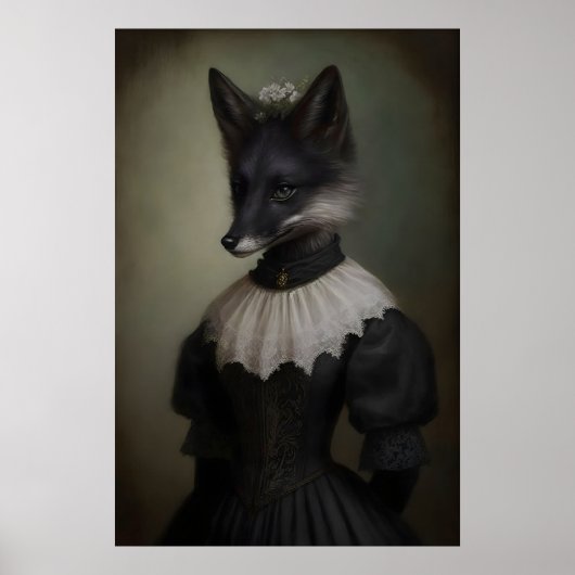Gothic Black Fox Kunstprint viktorianische dunkle Poster (Vorne)