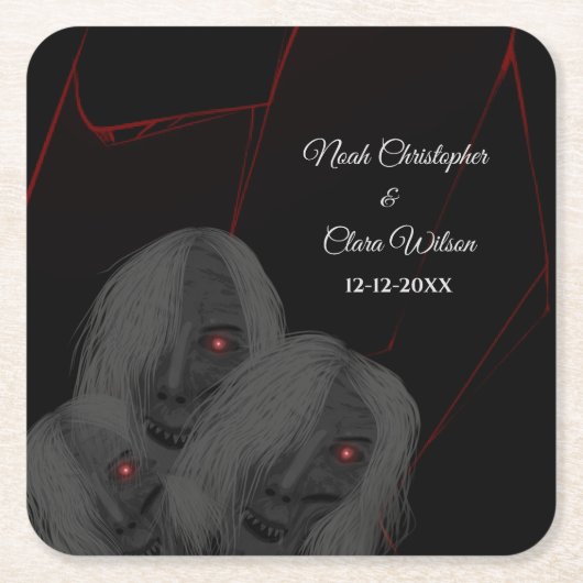 Gothic Black Ghosts - Dark Moody Halloween Rechteckiger Pappuntersetzer (Vorderseite)