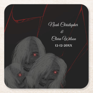 Gothic Black Ghosts - Dunkle Stimmung Halloween Rechteckiger Pappuntersetzer