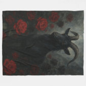 Gothic Black Goat mit Rote Rosen Dark Art Fleecedecke (Vorderseite (Horizontal))
