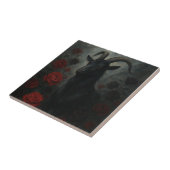 Gothic Black Goat mit Rote Rosen Dark Art Fliese
