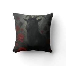 Gothic Black Goat mit Rote Rosen Dark Art