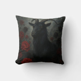 Gothic Black Goat mit Rote Rosen Dark Art Kissen