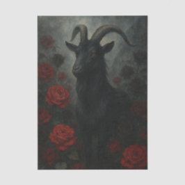 Gothic Black Goat mit Rote Rosen Dark Art Seidenpapier