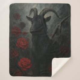 Gothic Black Goat mit Rote Rosen Dark Art Sherpadecke