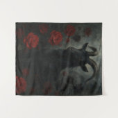 Gothic Black Goat mit Rote Rosen Dark Art Wandteppich (Vorderseite (Horizontal))