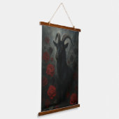 Gothic Black Goat mit Rote Rosen Dark Art Wandteppich Mit Holzrahmen (Gewinkelt)