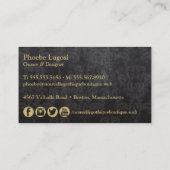 Gothic Black & Gold Damask Visitenkarte (Rückseite)