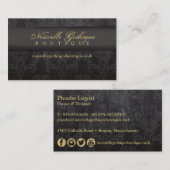 Gothic Black & Gold Damask Visitenkarte (Vorne/Hinten)