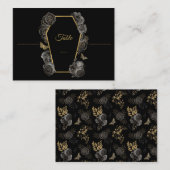 Gothic Black & Gold Rose Coffin Wedding Pattern Platzkarte (Vorne/Hinten)