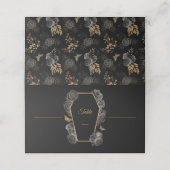 Gothic Black & Gold Rose Coffin Wedding Pattern Platzkarte (Außenseite Aufgefaltet)