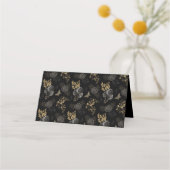 Gothic Black & Gold Rose Coffin Wedding Pattern Platzkarte (Rückseite)