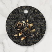 Gothic black gold rose damask elegant Halloween Geschenkanhänger (Rückseite)