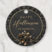 Gothic black gold rose damask elegant Halloween Geschenkanhänger (Vorderseite)