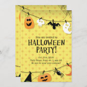 Gothic Black Gold Skull Halloween Costume Party Einladung (Vorne/Hinten)