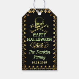 Gothic Black & Gold Skull Halloween-Party Geschenkanhänger