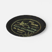 Gothic Black & Gold Skull Happy Halloween Pappteller (Schrägansicht)