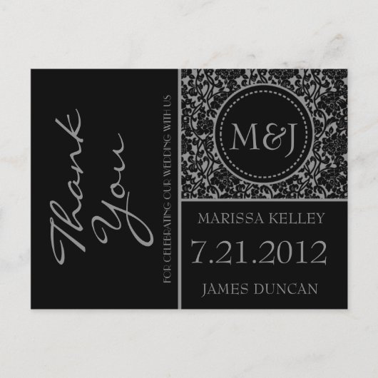 Gothic Black/Gray Blüh Danke Postkarte (Vorderseite)