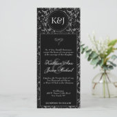 Gothic Black & Gray Blüh Hochzeit Einladung (Stehend Vorderseite)