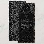 Gothic Black & Gray Blüh Hochzeit Einladung (Vorne/Hinten)