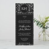 Gothic Black & Gray Blüh Hochzeit Einladung (Stehend Vorderseite)