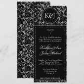 Gothic Black & Gray Blüh Hochzeit Einladung (Vorne/Hinten)