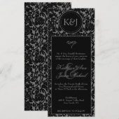 Gothic Black & Gray Blüh Hochzeit Einladung (Vorne/Hinten)