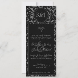 Gothic Black & Gray Blüh Hochzeit Einladung
