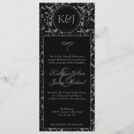 Gothic Black & Gray Blüh Hochzeit Einladung
