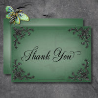 Gothic Black & Green Filigree Heart Wedding