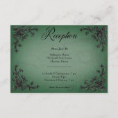 Gothic Black & Green Filigree Herz Empfang Begleitkarte (Vorderseite)