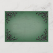 Gothic Black & Green Filigree Herz Empfang Begleitkarte (Rückseite)