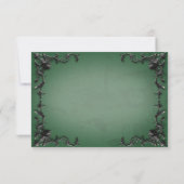 Gothic Black & Green Filigree Herzessen RSVP Karte (Rückseite)
