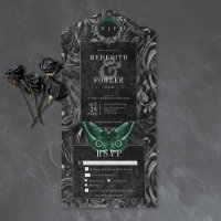Gothic Black Green Filigree Motten Hochzeitsessen