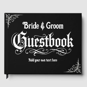 Gothic Black Guest Book Personalisierte Namen & Te Gästebuch