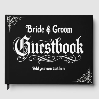 Gothic Black Guest Book Personalisierte Namen & Te Gästebuch